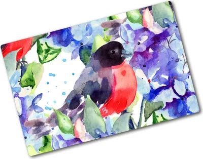 Produktbild von Tulup Glas Herdabdeckplatte - 80x52 cm - Glaskeramikkochfeld-Abdeckung Spritzschutz Glasabdeckplatte - Einteilig - Tiere - Vogel und Blumen - Mehrfarbig