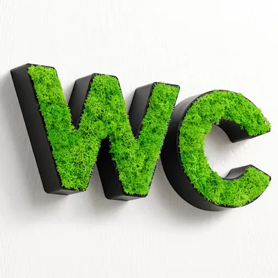Produktbild von MOOSWERK Moos WC Türschild | Modernes Toilettenschild aus echtem Islandmoos | Moosschild für Büro, Praxis, Hotel & Gastronomie | Moosbild Piktogramm Schwarz