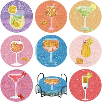 Productafbeelding van Diamantverfset voor cocktailonderzetters, doe-het-zelf set, 8-delig