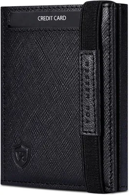 Image de Portefeuille avec grand compartiment à monnaie et protection RFID - Portefeuille en cuir pour homme et femme - Porte-cartes en cuir véritable pour cartes de crédit