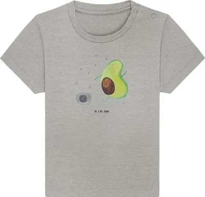 Produktbild von Mr. & Mrs. Panda Babyshirt Avocado Tanzen 0. - 6. Monat - Heather Grey - Geschenk, Party, Kleinkind Shirt,  T-Shirt, Baby Oberteil, Singen, Musik, Öko, Feier