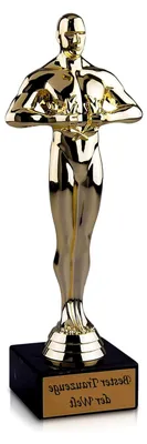 Produktbild von Goldener Pokal 24 cm aus hochwertigem Kunststoff mit Gravur - Geschenk-Trophäe Siegerfigur Viktor & Marmorsockel - Personalisiertes Geschenk für Trauzeuge