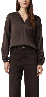Produktbild von COMMA Satinbluse mit V-Ausschnitt und feinen Rippdetails