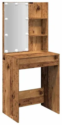 Produktbild von vidaXL Schminktisch mit LED-Leuchten Altholz-Optik 60x40x140 cm