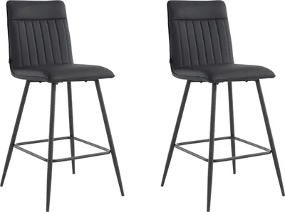 Produktbild von Zelta | Gepolsterte Barhocker 2er Set in PolyurethanSchwarz