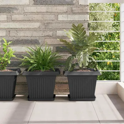Produktbild von Quadratisches Blumentablett 6 pcs Schwarz 21 x 21 x 2 cm - Beete DE828