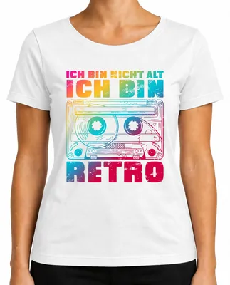 Productafbeelding van Ik ben niet oud, ik ben retro. Cassettebandje uit de jaren 80, vintage dames T-shirt, wit, maat XL