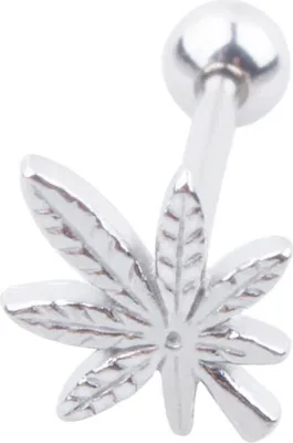 Produktbild von Fashion Leaf Barbell Zungenring Edelstahl Body Piercing Uni Schmuck-Silber