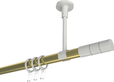 Produktbild von Interdeco Gardinenstange / Vorhangstange Messing-Optik / Weiß, Typ Sonette Elanto (Rillenzylinder) Deckenmontage, 20 mm Ø 1-läufig, 520 cm