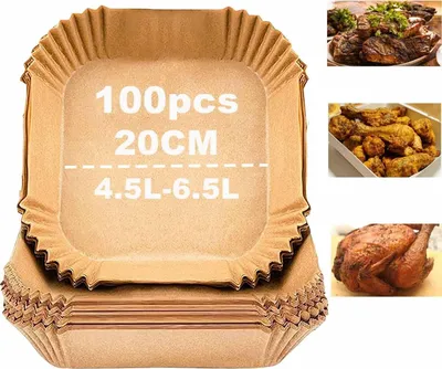 Produktbild von 100 Stück Backpapier für Heißluftfritteuse – 20cm, Wasserdicht & Ölfest