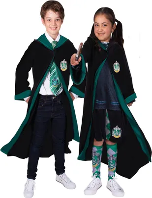 Produktbild von Slyterin-Umhang Harry Potter™ für Kinder schwarz-grün 11 bis 13 Jahre (142-164 cm)