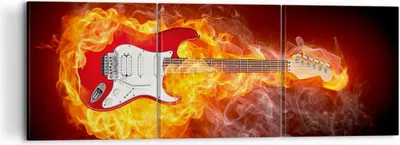 Produktbild von Bild auf Leinwand - Leinwandbild - Flammen Gitarre Instrument - 120x40cm - Wand Bild - Wanddeko - Leinwanddruck - Bilder - Kunstdruck - Wanddekoration - Leinwand bilder - Wandkunst - CA120x40-0196