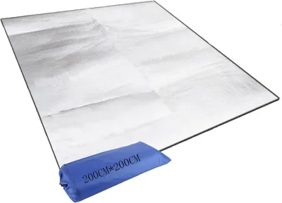 Immagine prodotto di Tappetino isolante in alluminio, dimensioni 200 x 200 cm, pieghevole, impermeabile, ideale per il campeggio