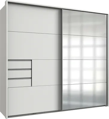 Produktbild von Schwebetürenschrank 2-türig 225cm, inkl. Passepartoutrahmen, weiß mit Spiegelfront, STRATFORD-43