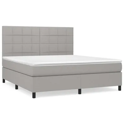 Produktbild von Boxspringbett mit Matratze Hellgrau 160x200 cm Stoff