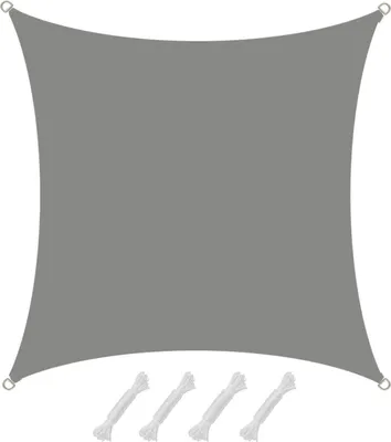 Produktbild von Amanka Sonnensegel, 3 x 3 m, Viereckig, Wasserdicht, 85% UV-Schutz, Polyester, für Garten & Terrasse, inkl. 4 D-Ringe & 4 PE-Seile, 190 g/m²