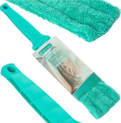 Image de Brosse à épousseter les roues en microfibre avec pompon 39 cm Turquoise