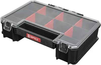 Produktbild von QBRICK® Sortimentskasten TWO | HxBxT 18x26x65cm | 11 Liter | Mit Deckgriff | Mit Klemmverschlüsse | Schwarz | Werkzeugbox, Sortimentsbox