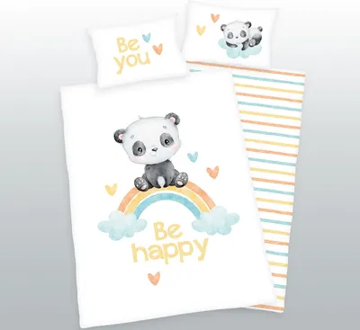 Produktbild von HERDING babybest® Bettwäsche - Regenbogen Panda - flanell