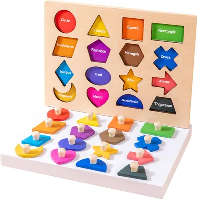 Produktbild von Montessori Formen-Puzzle - Magnetisch, Mit Greifknöpfen, Geometrie - Für Kleinkinder, Frühförderung & Lernspielzeug