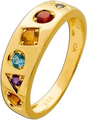 Produktbild von Edelsteinring Gold 333 8K Natur Citrin Iolith Swiss Blautopas Granat Amethyst 19