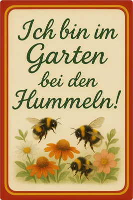 Produktbild von Blechschild AstraDesign 20x30 cm „Ich bin im Garten“ – Metallschild Wanddeko, Schild, Geschenkidee