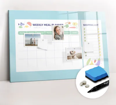 Produktbild von Magnetpinnwand Memoboard - Zubehörsatz - Schwarzer Marker + Schwamm + Magnete - 90 x 60 cm - Essensplaner