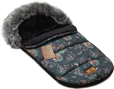 Produktbild von Baby Fußsack, 85 cm, Minky, Winterfußsack für Kinderwagen, Mit Kunstfell, Kapuze, Wald