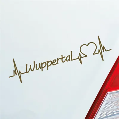 Produktbild von Auto Aufkleber Wuppertal Herz Herzschlag 19x5 cm Gold Sticker Heckscheibenaufkleber
