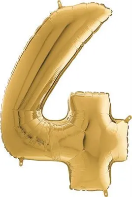 Obrázok produktu pre Nafukovací balón číslo 4 zlatý 66cm