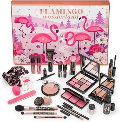 Produktbild von Beauty Adventskalender 2025 Pink Flamingo X-Mas, 24 hochwertige Make-up & Kosmetik Überraschungen,vegan,tierversuchsfrei,limitierte Edition für Frauen