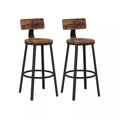 Immagine prodotto di In And OutdoorMatch Sgabello Kendra - Industriale - Sgabello con schienale - Nero - Set di 2 - 54x54x73cm