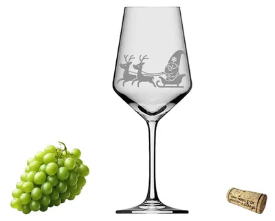 Produktbild von Weinglas Weihnachtswichtel mit Rentierschlitten 350ml spülmaschinenfest ideal für Glühwein