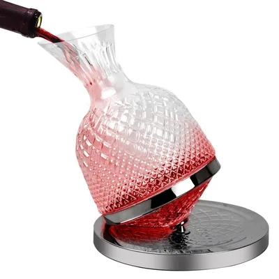 Obrázok produktu pre Karaf na víno, 1500 ml, otočná karaf na víno o 360 stupňov, dekantér, bez odkvapkávania, karaf na víno, červená karaf na víno z bezolovnatého krištáľu, príslušenstvo k vínu, darček na svadbu, darček na kolaudáciu