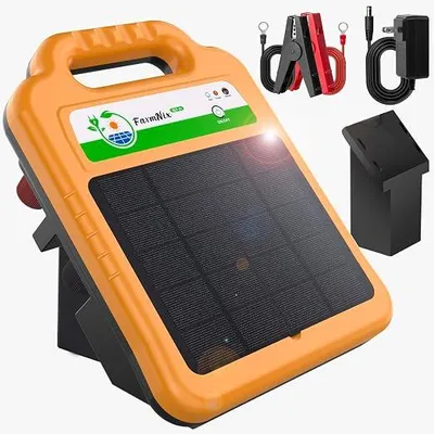 Produktbild von 16 km Solar Weidezaungerät, 8 KV, 0,2 J Elektrozaun | Mit 10.4 Ah Lithium-Akku und IP55-Wasserdicht für Geflügel, Vieh und mobile Weidezäune