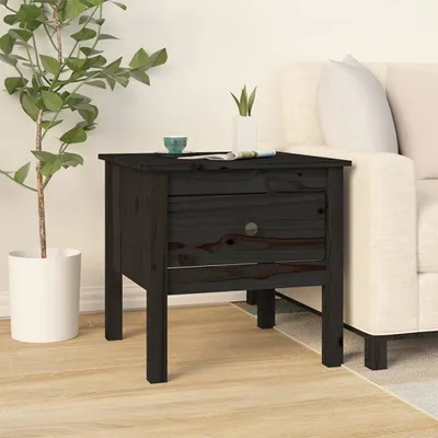 Produktbild von "im Angebot" Beistelltisch Schwarz 50x50x49 cm Massivholz Kiefer - Kaffeetisch CC21097