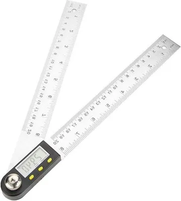 Produktbild von Elektronische roestvrij stalen liniaal 0-200 mm met gradenboog goniometer en verstekmal 0-360° digitale hoekstang met vastzetfunctie voor houtwerk