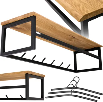 Produktbild von holz4home® Garderobe aus Massivholz mit Baumkante I 92 x 29 x 22 cm I Inkl. 3 Kleiderbügel I Echtholz Naturgeölt Flur Kleidergarderobe