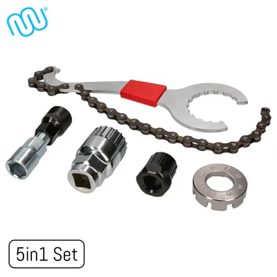 Produktbild von windmeile | sada náradia na bicykel 5v1, multitool, sťahovák na kľuky, sťahovák na kazety, kľúč na spodnú konzolu, napínač na bradavky, e-bike, pedelec