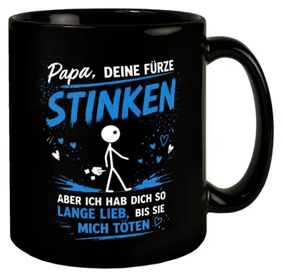 Produktbild von Papa deine Fürze Stinken Spruch Strichmännchen Kaffeebecher für Vatertag