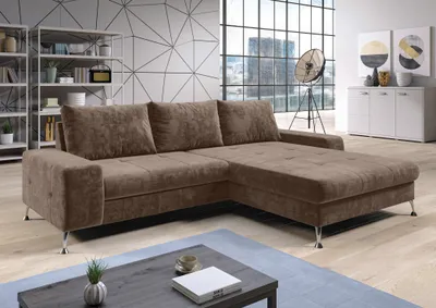 Produktbild von AX LIVING Eckschlafcouch mit Bettkasten Artemia 275 cm Hellbraun Samt R