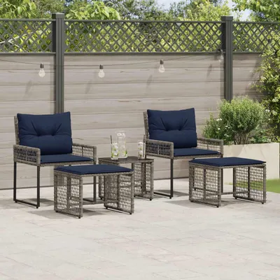 Produktbild von Möbel Gartenmöbel-Set 5 Stk. Grau und Marineblau - Gartenmöbelgarnituren &50393
