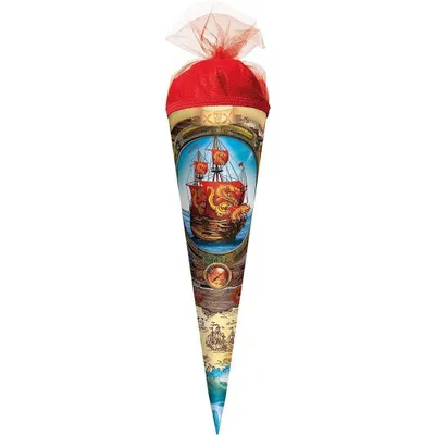 Zdjęcie produktu dla Tornister szkolny z motywem statku pirackiego 50 cm okrągłe zamknięcie z tiulu