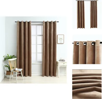Produktbild von vidaXL Verdunkelungsvorhänge mit Ösen 2 Stk. Samt Beige 140x245 cm -  Vorhänge & Gardinen