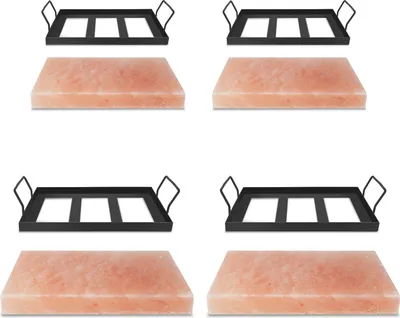 Produktbild von Faziango 4er Set Grill Salzstein mit Halter 30x20x3cm XXL Salzplatte Wiederverwendbar für BBQ