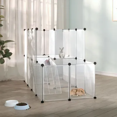 Obrázok produktu pre The Living Store Malá klietka pre zvieratá transparentná 142x74x93 cm PP a oceľ