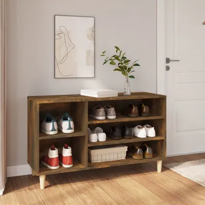 Produktbild von The Living Store Schuhregal Räuchereiche 102x36x60 cm Holzwerkstoff