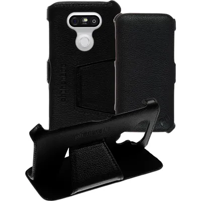 Produktbild von PhoneNatic Echt-Lederhülle kompatibel mit LG G5 - Leder-Case schwarz + Glasfolie