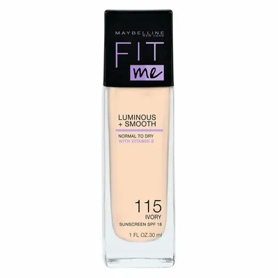 Obrázok produktu pre Maybelline Fit Me Luminous + Smooth Foundation - Rozjasňujúca a vyhladzujúca make-up báza 115 Ivory, 30ml.