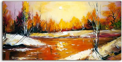 Produktbild von Coloray - Glasbild - 100x50 cm - Wandbild - Glasbilder - Deko Landschaft Wasser Baum Wald Herbst